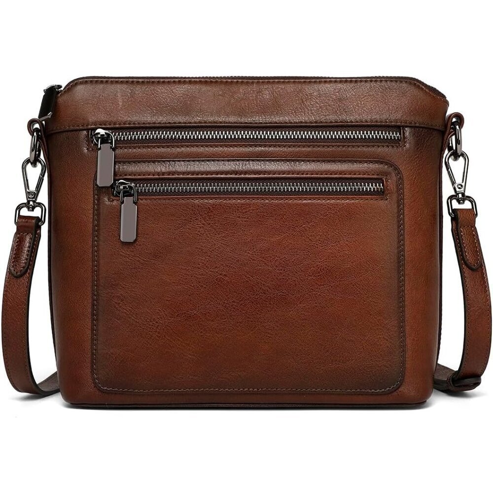 Leather Crossbody Bag Women Purse Handbag Faux Suede Multiple Pockets